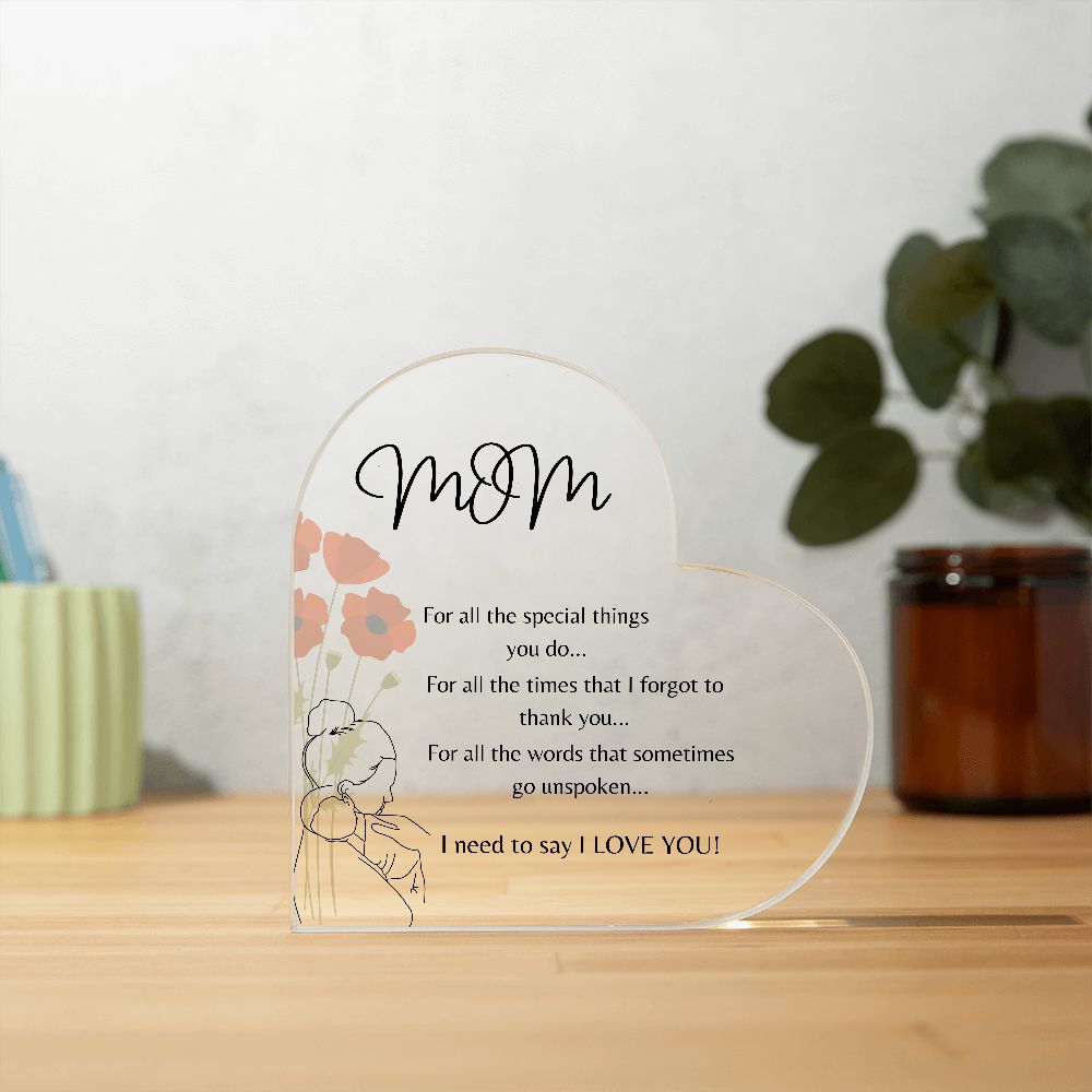 Mom| For all the special things| Heart Plaque| Mother and child