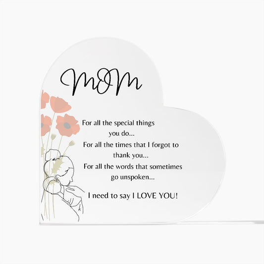 Mom| For all the special things| Heart Plaque| Mother and child