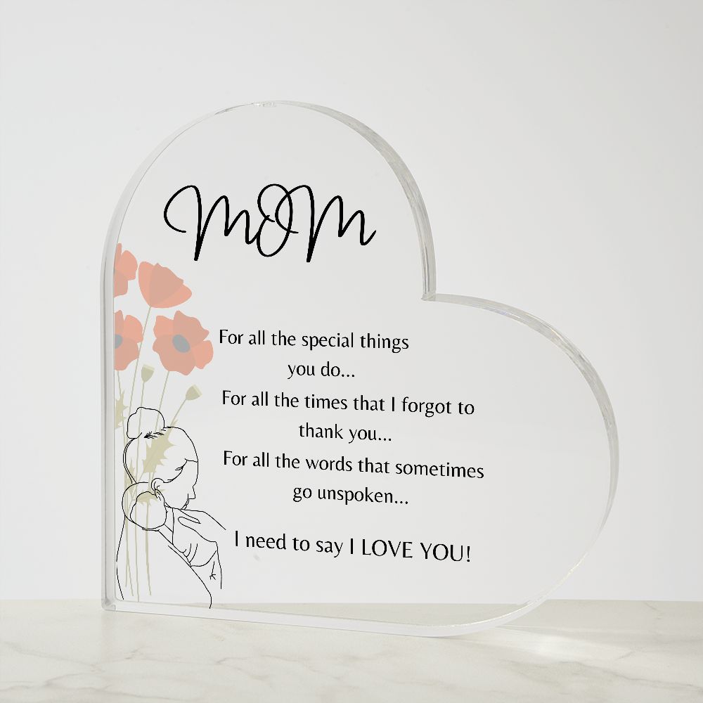 Mom| For all the special things| Heart Plaque| Mother and child