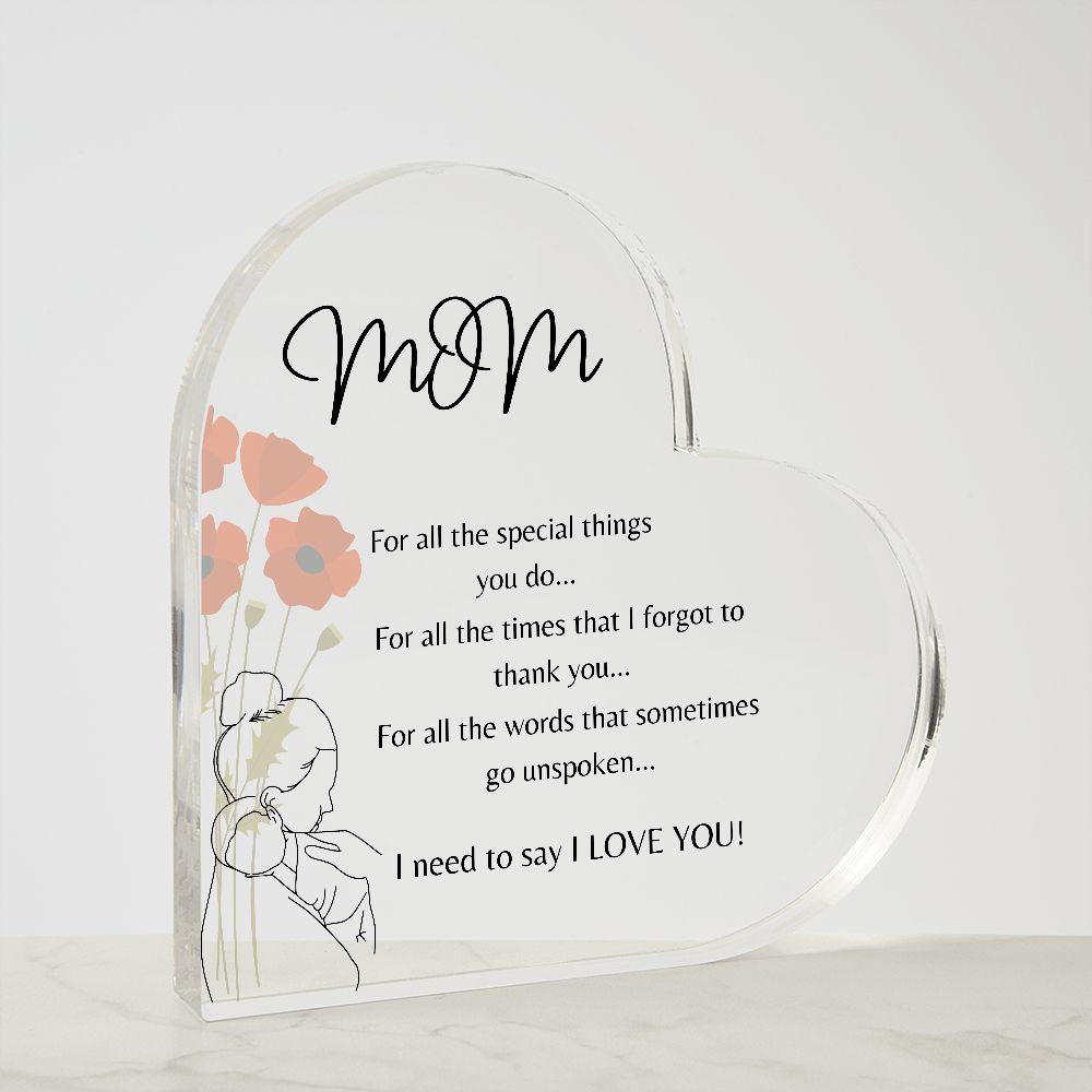 Mom| For all the special things| Heart Plaque| Mother and child