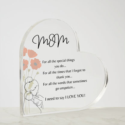 Mom| For all the special things| Heart Plaque| Mother and child